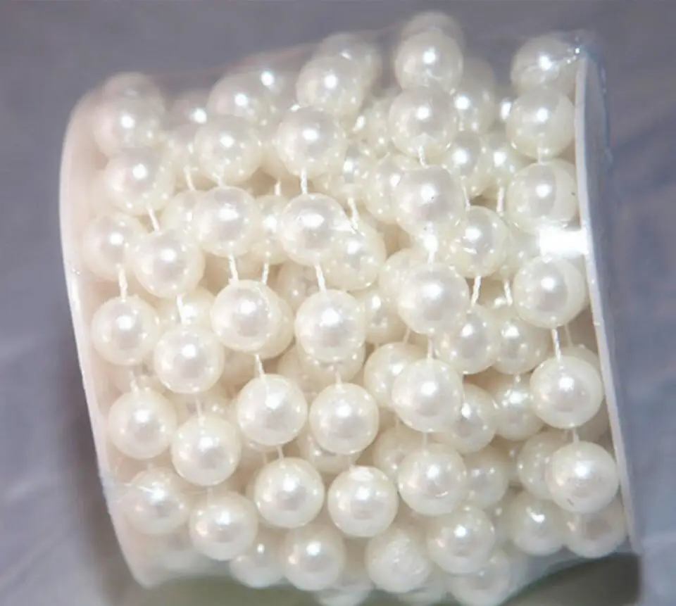 

20 Meters Ivory White 10mm Round Fixed ABS Pearl Garland For Wedding Party Centerpiece Hanging Decoration