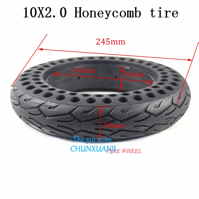 

10 дюймов пористый Электрический скейтборд велосипед шины для электровелосипеда 10x2,0 без воздуха сотовой амортизатор твердые шины