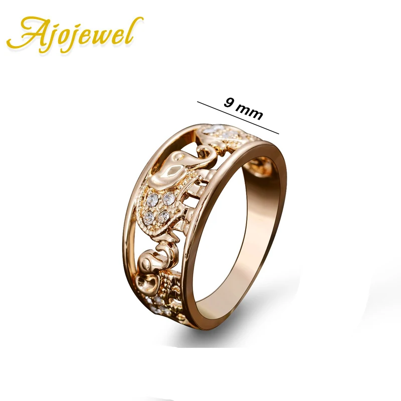 Ajojewel US Size 6-10 Golden Women Band Ring With Elephant Animal Designer Jewelry Joias Drop Shipping