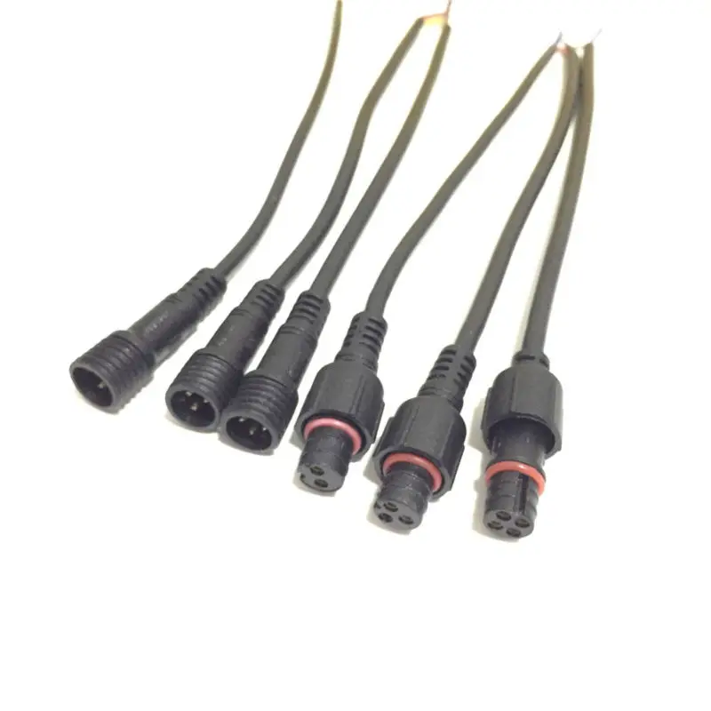 10 Pairs Black Waterproof Connector Cable, 2/3/4 Core 2/3/4 Pin, Male and Female Plug IP68 LED Connector 0.3(mm2) For Lighting