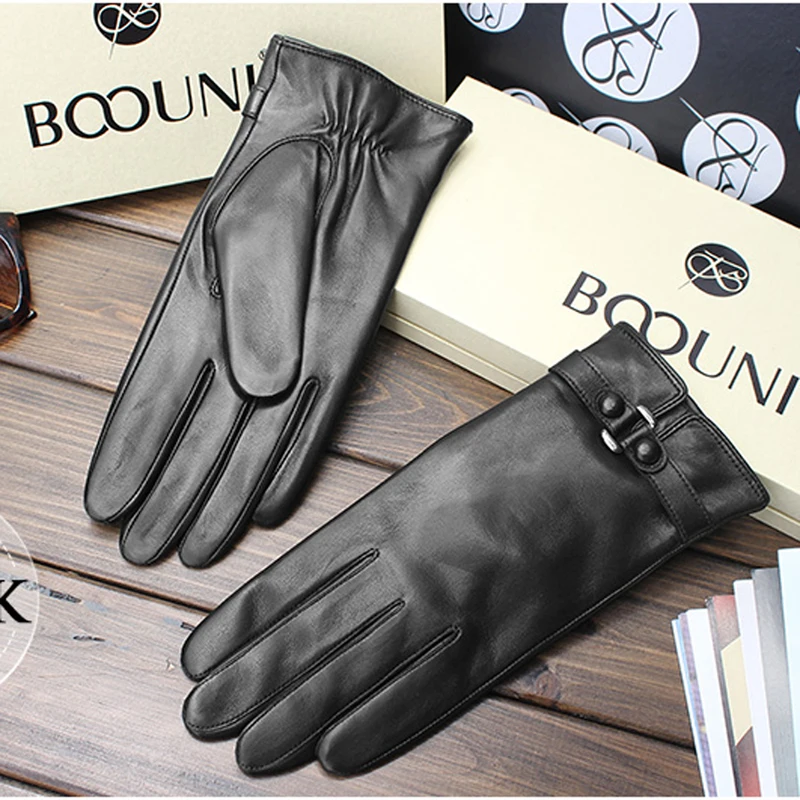 ファッショントレンド本革手袋女性シープスキングローブ熱冬プラスベルベットレザードライビンググローブ-nw745