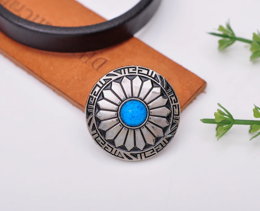 10X 30mm Fashion Sun flower Turquoise Sewing Coat Closures Leathercraft Shank Button LAKE BLUE