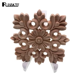 RUNBAZEF Vintage Unpainted Wood Carved Decal Corner Onlay Applique Frame Home decoration accessories Furniture Wall Decor Crafts