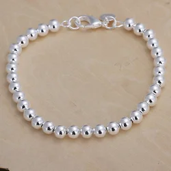 high quality fashion Silver color Jewelry charm women Chain lady wedding 6MM beads Bracelets factory price free shipping H114