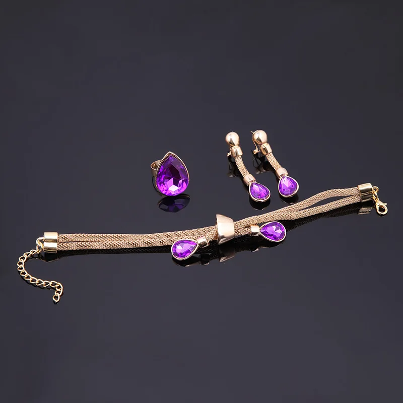 Fashion Nigerian Jewelry Set For Women Purple tassel earrings Necklace Set Banquet Dress Accessory Bridal Indian Jewellery