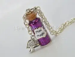 Cheshire  Mad Magic glass Bottle Necklace with a Mushroom Charm Alice in Wonderland Inspired necklace