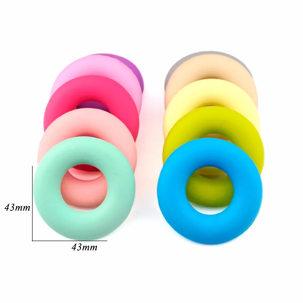 Sutoyuen 43mm BPA Free Silicone Beads 50 pcs Loose Round Donut Teething Ring Beads DIY  Baby Teether Jewelry Toys Accessories