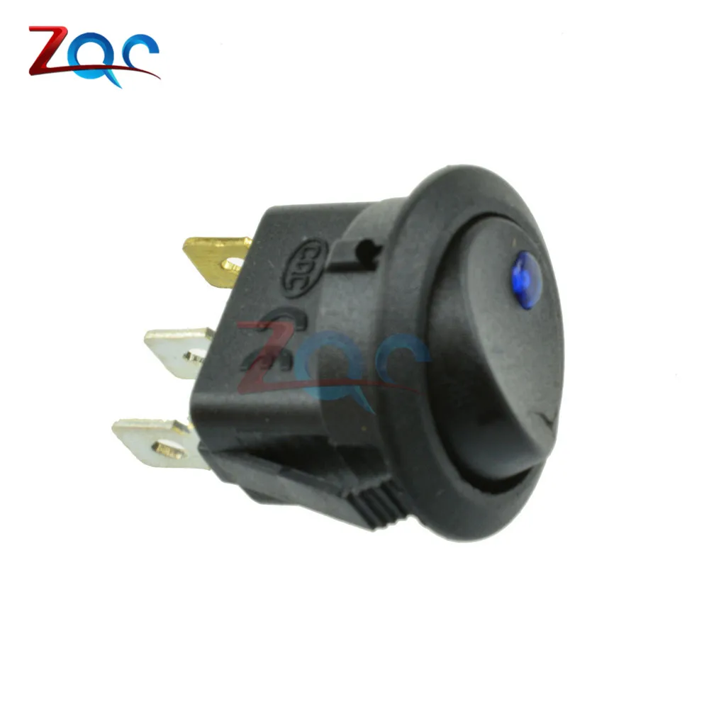 5 Stuks 12V Led Stip Light Auto Schakelaar Auto Boot Ronde Rocker 3pin Aan/Uit Toggle Spst Schakelaar 4 Kleuren Blauw Geel Rood Groen