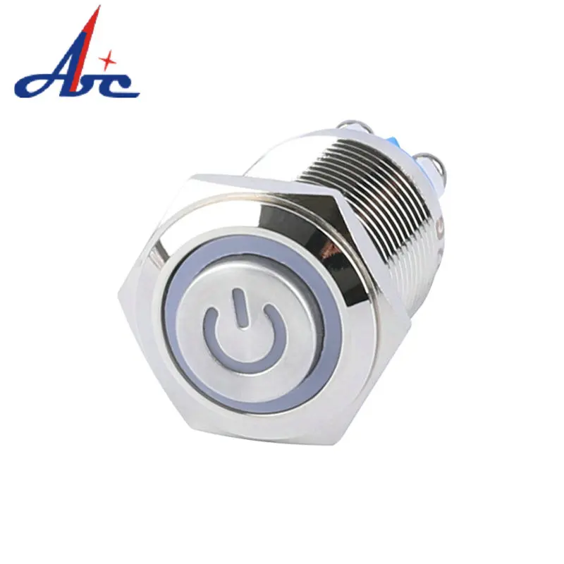 New Arrival 2V/3V/6V/12V/24V/36V/48V Power Logo Illuminated 16mm Latching Switch Push Button