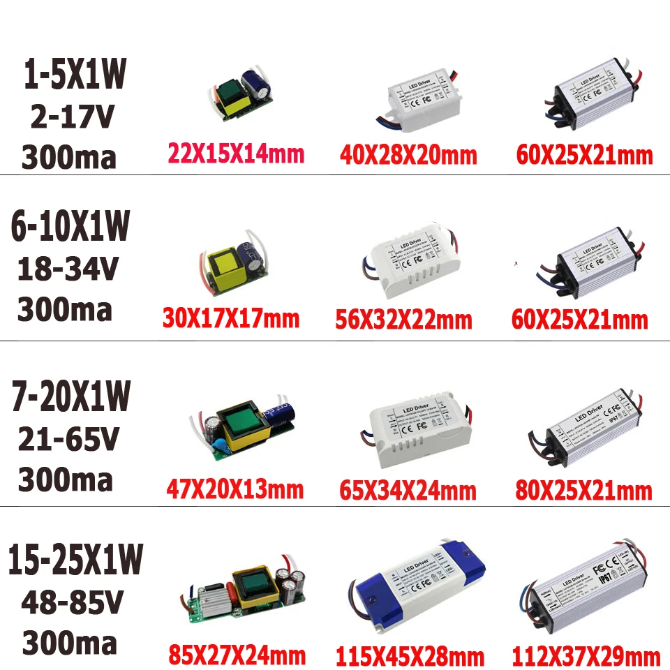 Imagem -02 - Transformadores de Iluminação Led 1w 3w 5w 10w ma ma ma ma para 10 20 30 50w Fonte de Alimentação para Lâmpada Diy