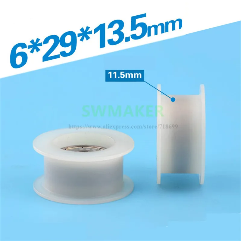 SWMAKER Nylon 6*29*13.5mm poly formaldehyde H POM type groove belt pulley package glue embedded 626 bearing