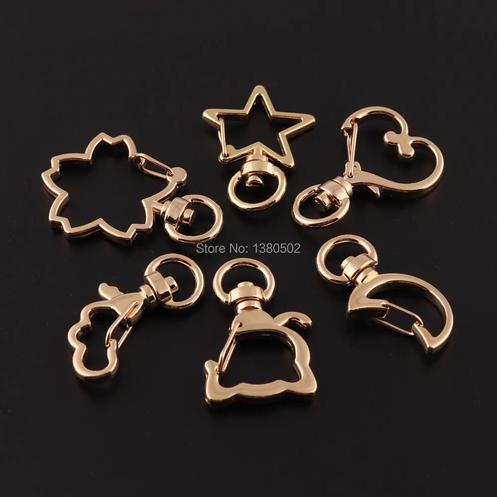 

10pcs/lot unique design Metal Swivel snap hook Light gold color clasp clip hook buckle key ring key chain for bag decoration