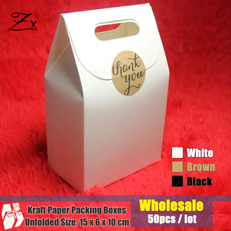 Wholesale 50pcs/lot Cheap Mini Kraft Packing Bag Sweet Gift Bag White Paper Bag Mini Cake Cookies Bag 9.5x5.8x15cm