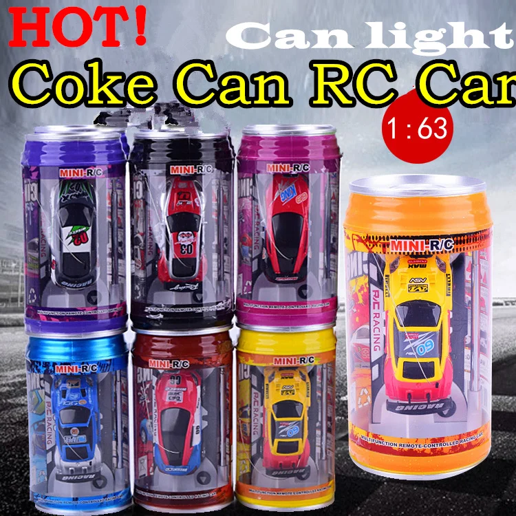 HOT! Original 7 Colors Coke Can RC Car Radio Remote Control Car Micro Racing Car Toy 4pcs Road Blocks Kid\'s Toys Gifts