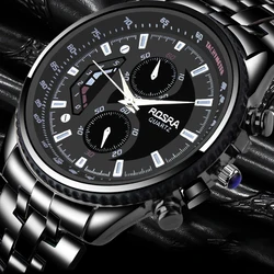 Men Quartz Watch Full steel Hot sale Luxury & casual business wristwatch stainless steel fashion black relojes Masculine saati