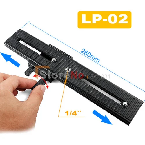 Fotomate LP-02 high quality 200mm Range 2-Way Macro Focusing Rail Slider Plate 1/4 Screw for DSLR Camera