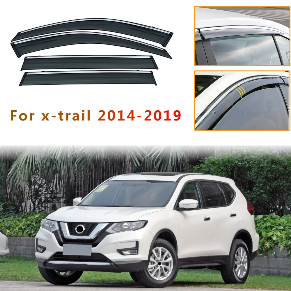 4pcs Car Styling For Nissan X-Trail T32 Smoke Window Sun Rain Visor Deflector Guard  2014 2015 2016 2017 2018