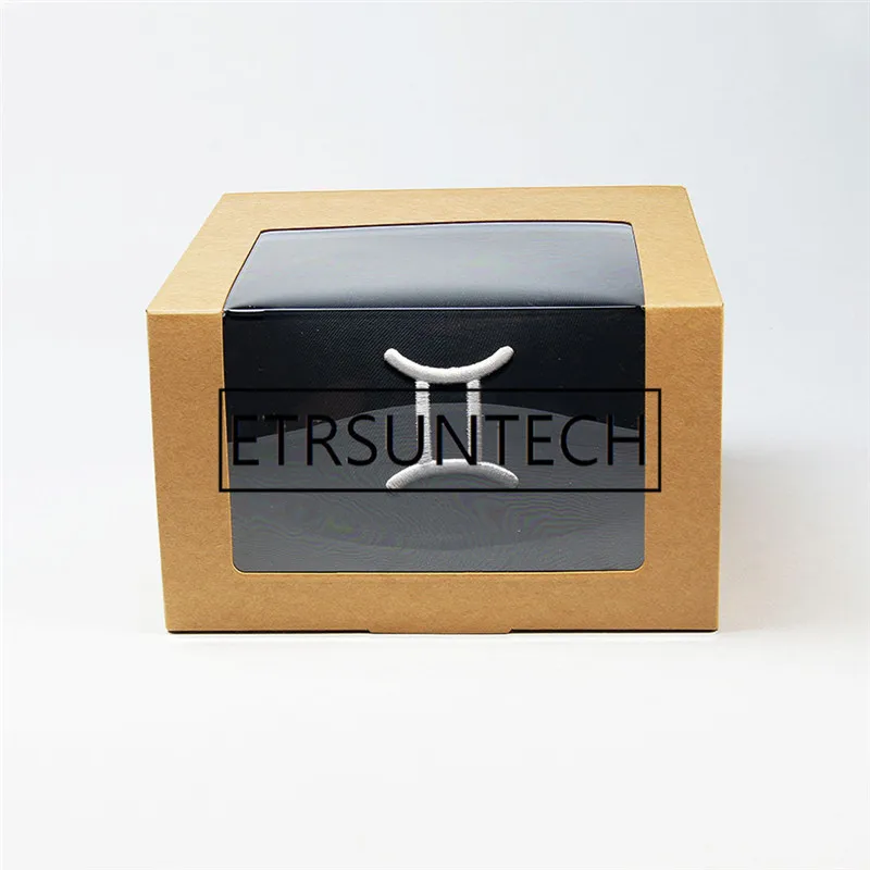 50pcs/lot 195*195*120mm Brown Red Black Transparent kraft paper box with Transparent window hat packing box clothes gift boxes