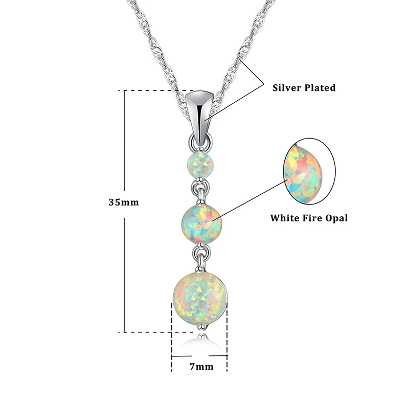 CiNily Created White Orange Fire Opal Silver Plated Wholesale Hot Sell Fashion Jewelry for Women Gift Pendant 1 3/8