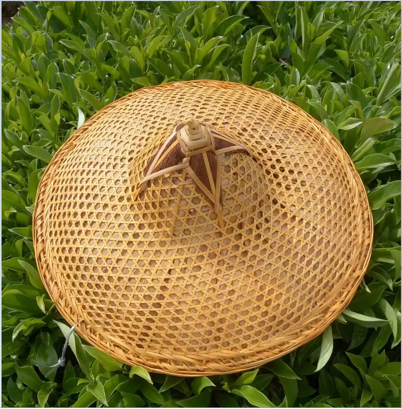 Bamboo woven Rattan hat dance Steeple props Tourism Sunshade rain fishing cap bamboo lampshade decorative straw Bucket hat