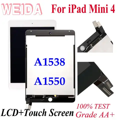 아이패드 미니 4 교체용 LCD 디스플레이 터치 스크린 디지타이저 어셈블리, 7.9 인치, A1538, A1550