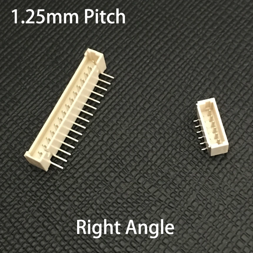 

1.25mm Pitch Spacing 2P 3P 4P 5P 6P 7P 8P 9P Plastic Right Angle Pin PCB Box Female Socket Layout Header Bar Connector