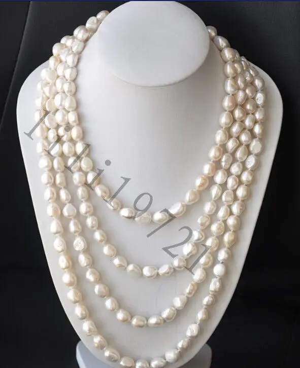 

FREE SHIPPING HOT sell new Style Beautiful 11-13mm white baroque freshwater cultured pearl Necklace 80"