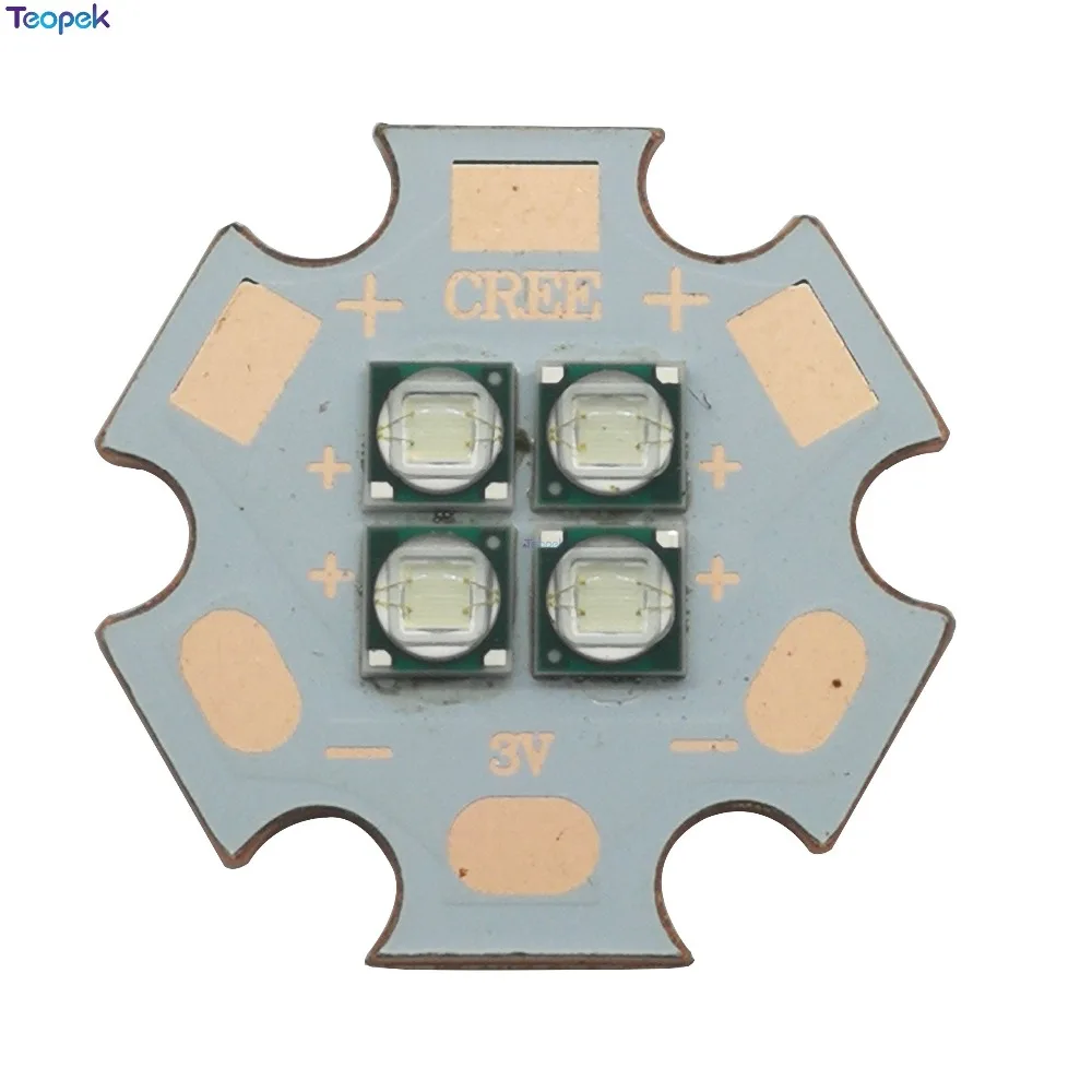 

2PCS 4 Chip Epileds 3535 Cyan Color 490nm 12W High Power Plant Grow 4Chips 4LEDs LED Blub 3V / 6V / 12V 20mm Copper PCB