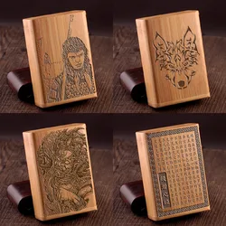 Creative Natural Eco-friendly Handmade Bamboo Wood Whole Package Cigarette Box Engraving Word Gift Retro Smoking Set Storage Box