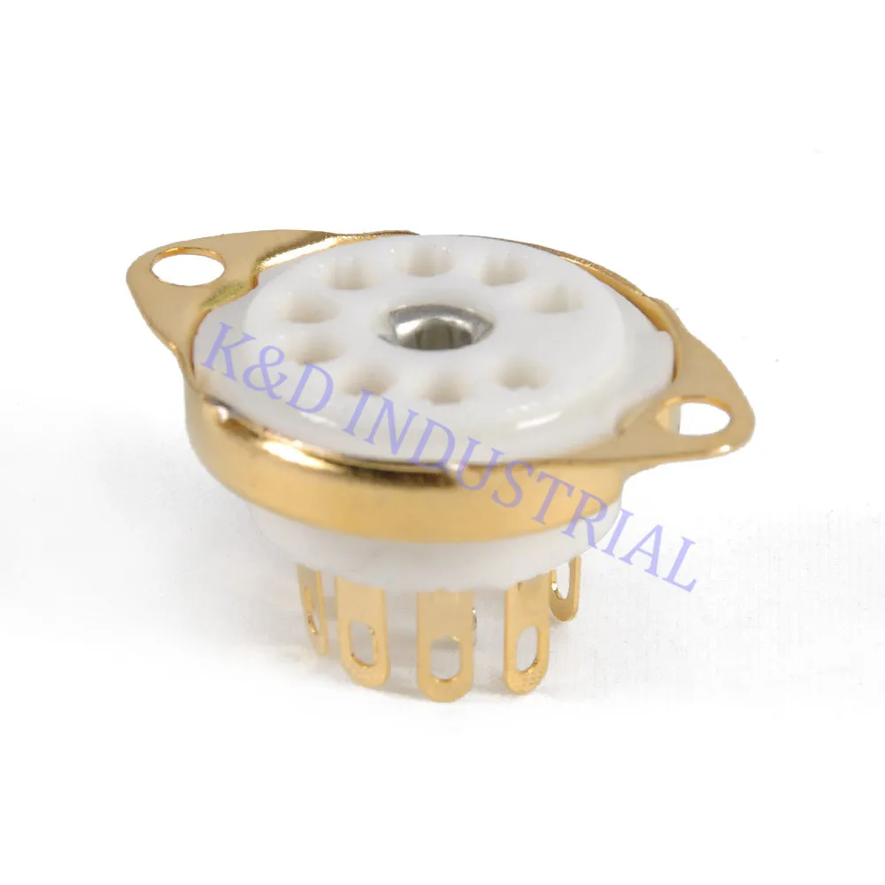 10pcs Ceramic Valve Tube Socket 9Pin Gold Plate Chassis B9A Base 6922 6N11 12AX7