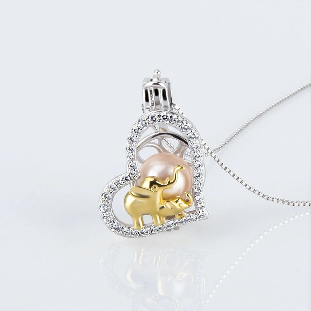 CLUCI 3pcs Silver 925 Cute Charms Pendant Jewelry 925 Sterling Silver Heart Zircon Elephant Pearl Pendant Locket SC360SB view 5