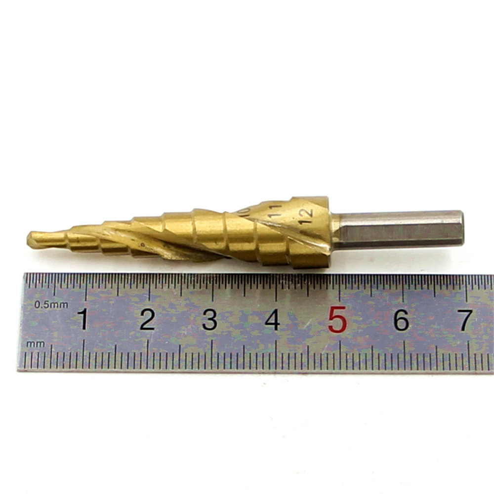 HSS Step Drill Bits 4mm-12mm Spiral groove Power Tools Triangular handle Wholesale Price High Quality metal Drilling Titanium