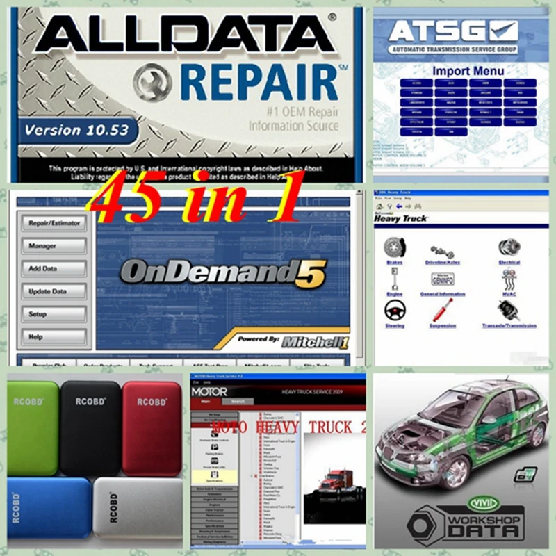 Latest Alldata 10.53 and mi-tchell 2015 ondemand Elsa6.0 heavy truck vivid workshop data software 45 in 1TB harddisk 3.0 USB