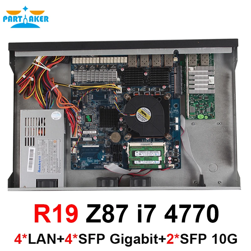 Partaker R19 1u Rackmount Router Firewall-Apparaat Met Intel Core Lga1150 I3 4160 I5 4430 I7 4770 4 Sfp 4 Lan Vpn Opnsense