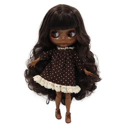 ICY DBS Blyth doll super black darkest skin Glossy face joint body dark Brown hair.No.BL0222/950