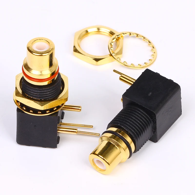 2PCS HIFI Gold-plated RCA Socket For Audio DAC Amplifier Signal Wire Decoder RCA Connector Adapter Female PCB Panel Mount Solder