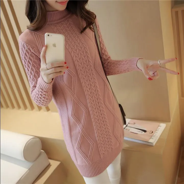 Cheap wholesale 2017 new Autumn Winter Hot selling women\'s fashion casual warm nice half highneck Long Style Sweater TX2004