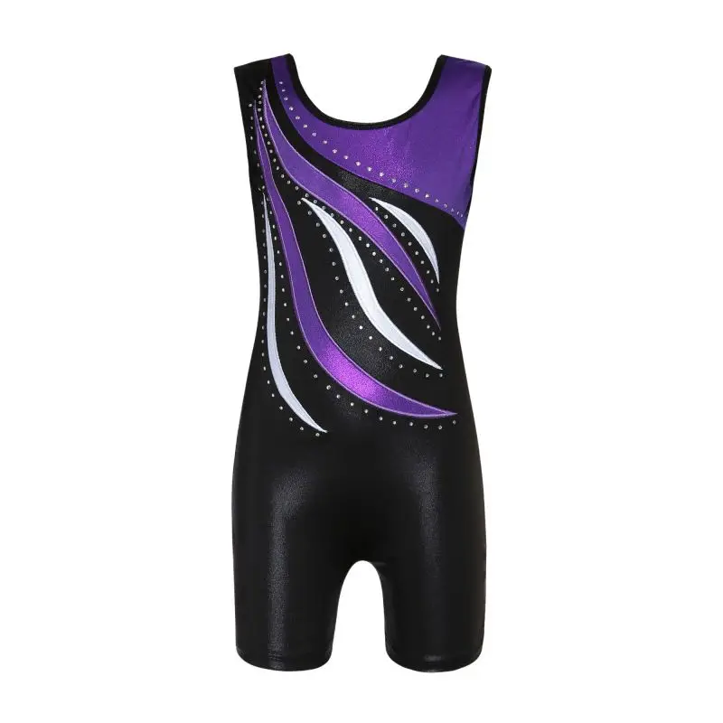 ballet gymnastics suit Girls Chirldren sleeveless trousers radium highlights color matching body suit dance practice clothes