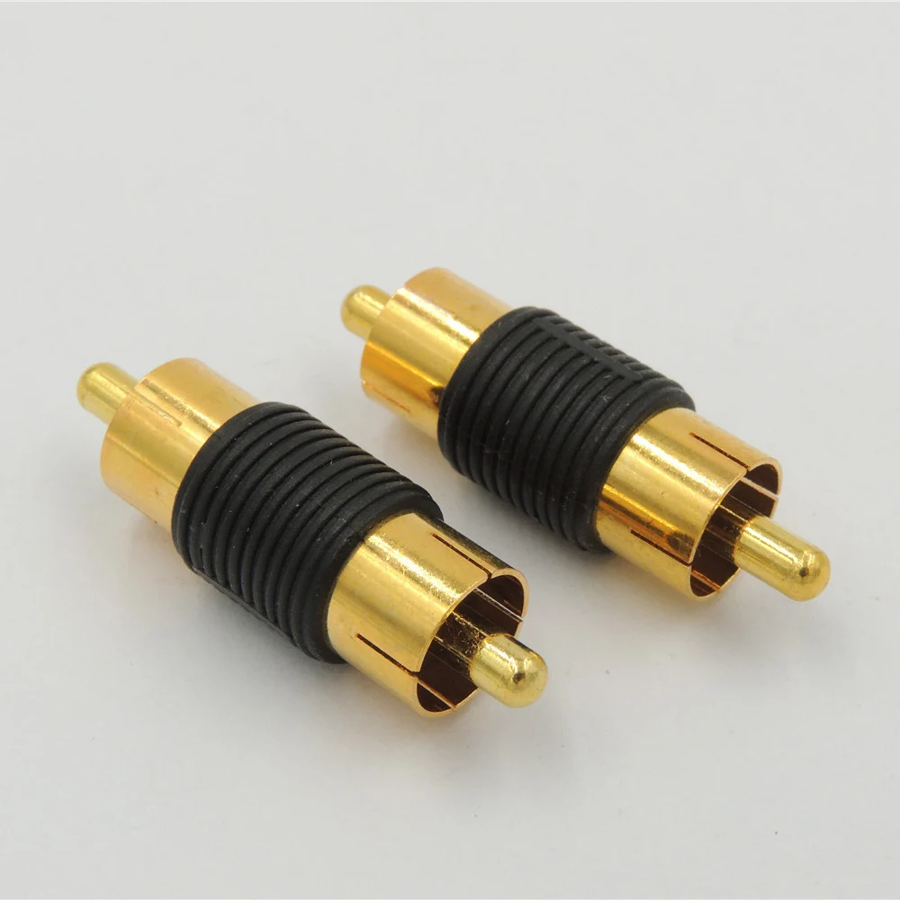 

Gold RCA Male to Male Connector A/V Joiner Video and Audio Coupler Adapter