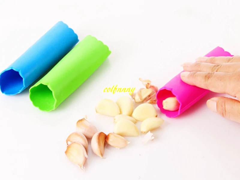 200pcs/lot Fast shipping Magic Silicone Garlic Peeler Peel Easy Kitchen Tool Random color 13x3cm