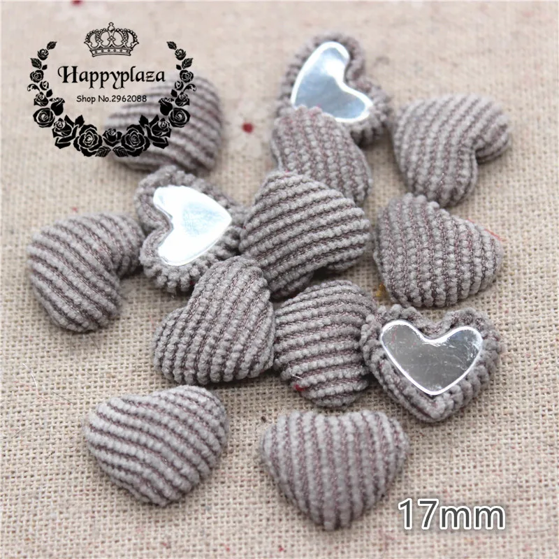 50pcs Hot Sale Mix Colors Corduroy Fabric Covered Heart Buttons Home Garden Flatback Cabochon Crafts Scrapbooking DIY,14*17mm