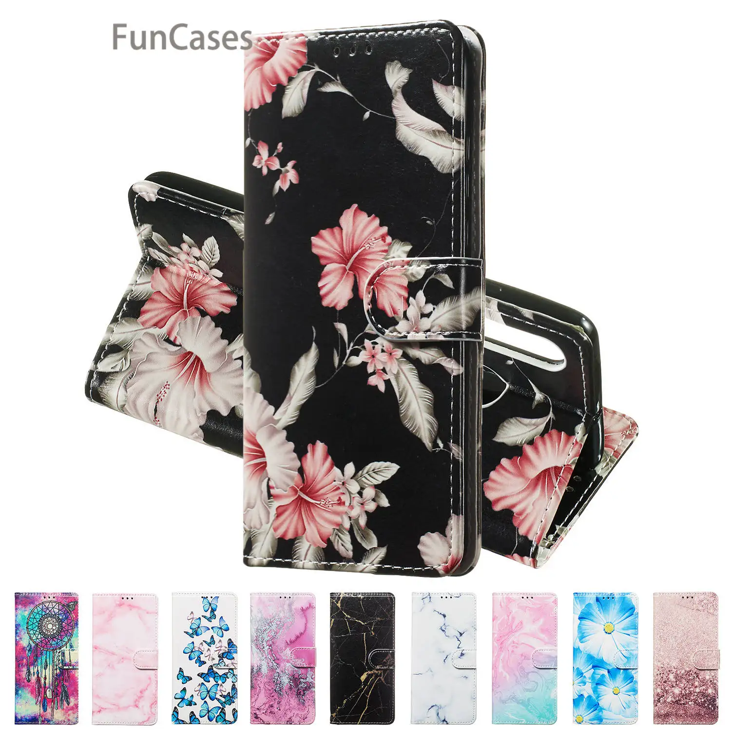 Orchid Phone Cases For etui Samsung A30 Fitted Case Pattern Case PU Leather Phone Bag sFor Csse Samsung Galaxy coque A20 Carcasa