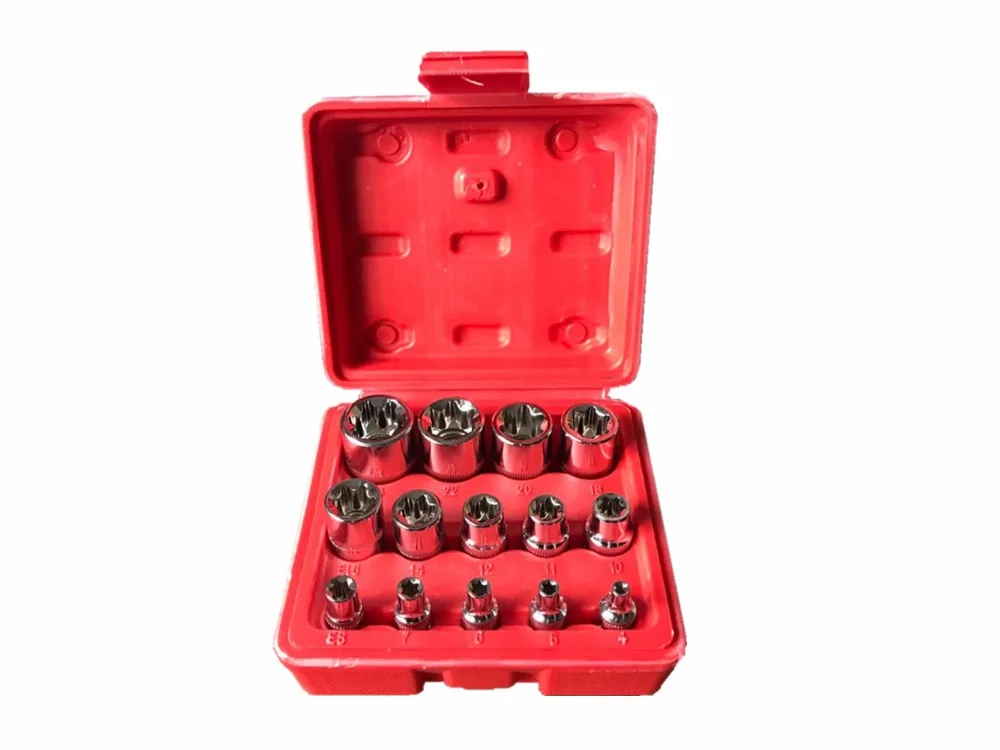 Milda Nieuwe 14 Stks/set E Torx Ster Vrouwelijke Bit Socket Set 1/2 "3/8" 1/4 "Drive E4-e24 Repair Tool Hand Tool Set Hoge Quanlity