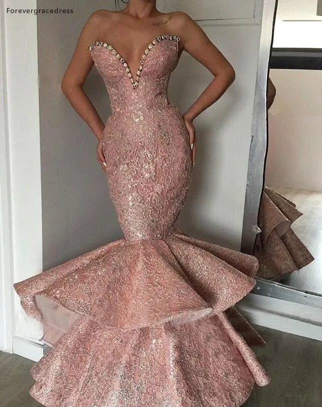 Pink Color Beaded Prom Dresses Sexy Mermaid Sweetheart Pageant Holidays Graduation Wear Formal Evening Party Gowns Plus Size