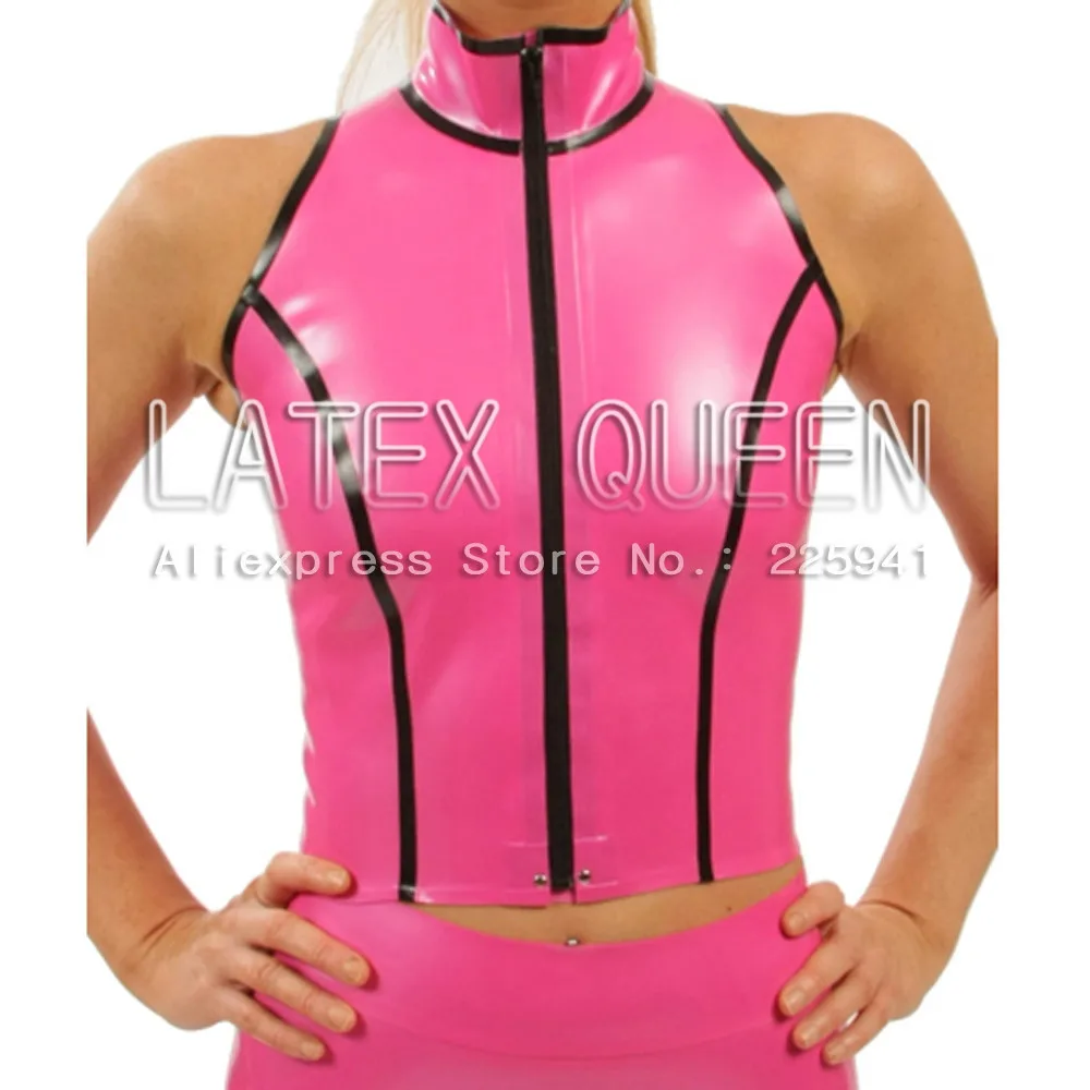 

latex sheathy gilet with collarband