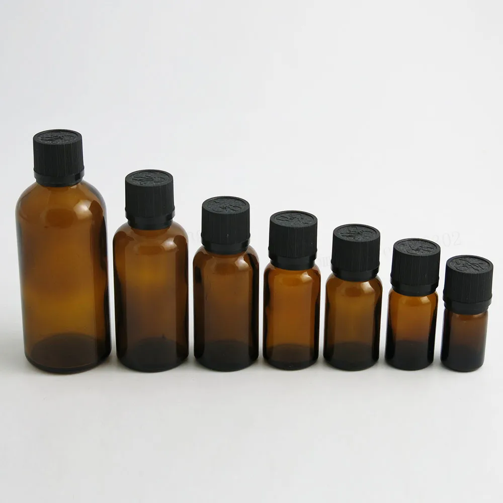 200 x 5ml 10ml 15ml 20ml 30ml 50ml 100ml amber glass essential oil bottle with tamper evident cap essentia oil container