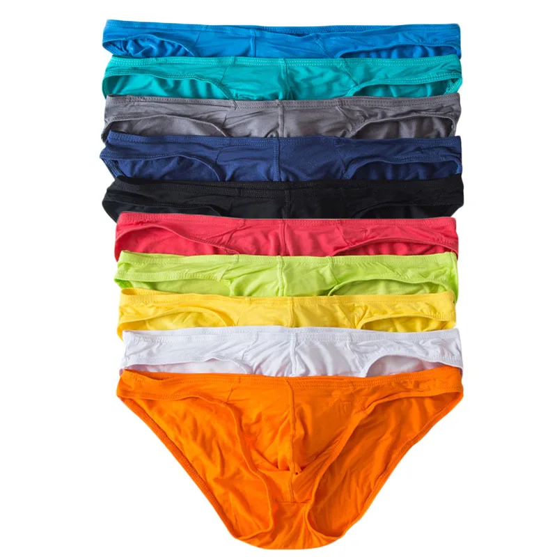 10PS/Lot Sexy Mens Underwear Modal Briefs Shorts Soft Bulge Pouch Underpants Slip Homme Plus Size Men's Bikini Briefs Panties