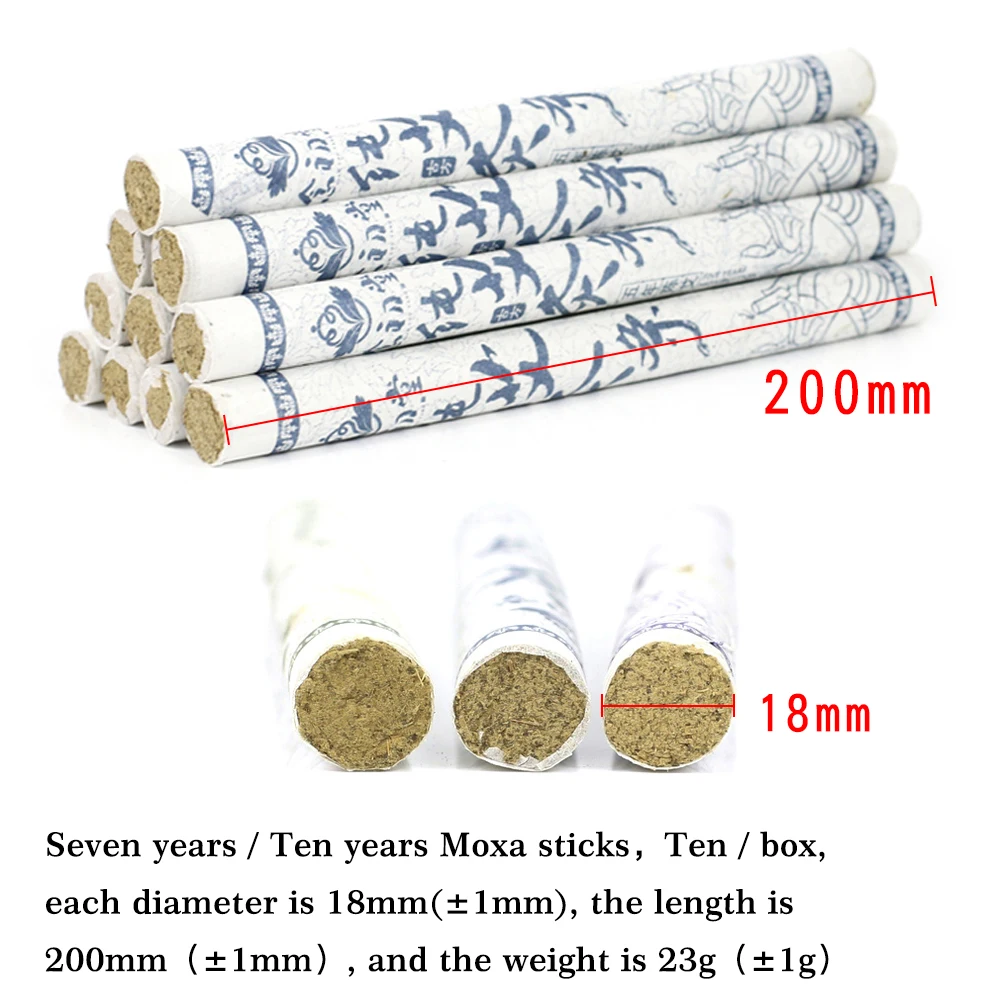 10 Pcs / Box Smokeless Moxa Rolls Chinese Roller Stick Roller Burner Moxibustion Navel Moxibustion Moxa Box Therapy Gourd