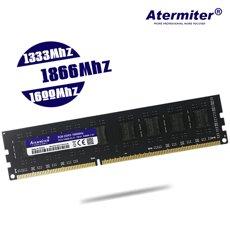 Atermiter DDR3 2GB 4GB 8GB PC3 1333 1600 1333MHZ 1600MHZ 10600 12800 2G 4G 8G RAM PC Memory RAM Memoria Module Computer Desktop