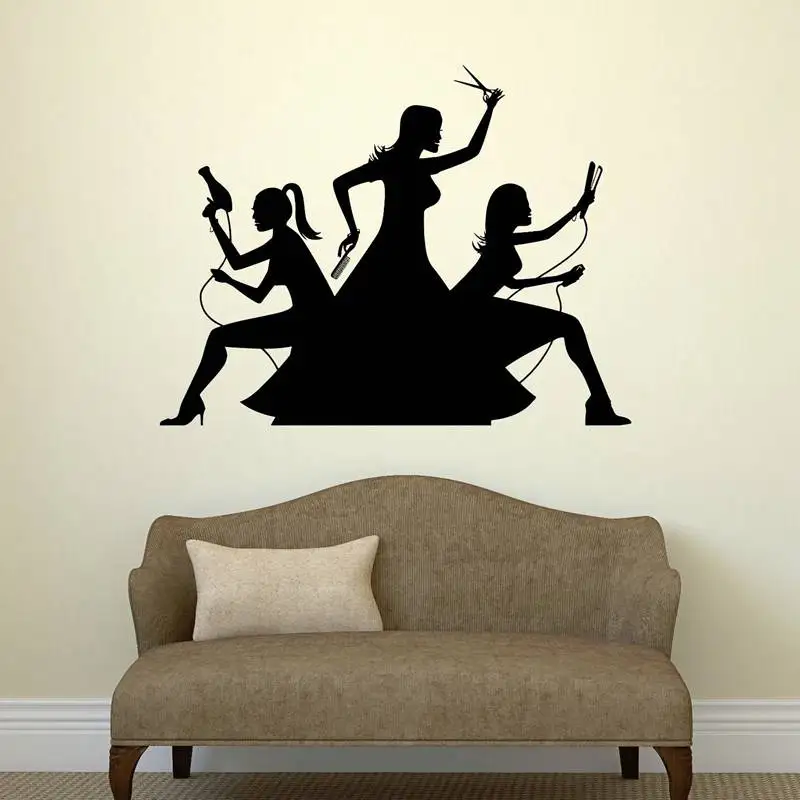 

Hair Salon Wall Decal Beauty Salon Scissor Sticker Barber Shop Vinyl Wall Decals Decor Mural Hairdresser Glass Window Sticker